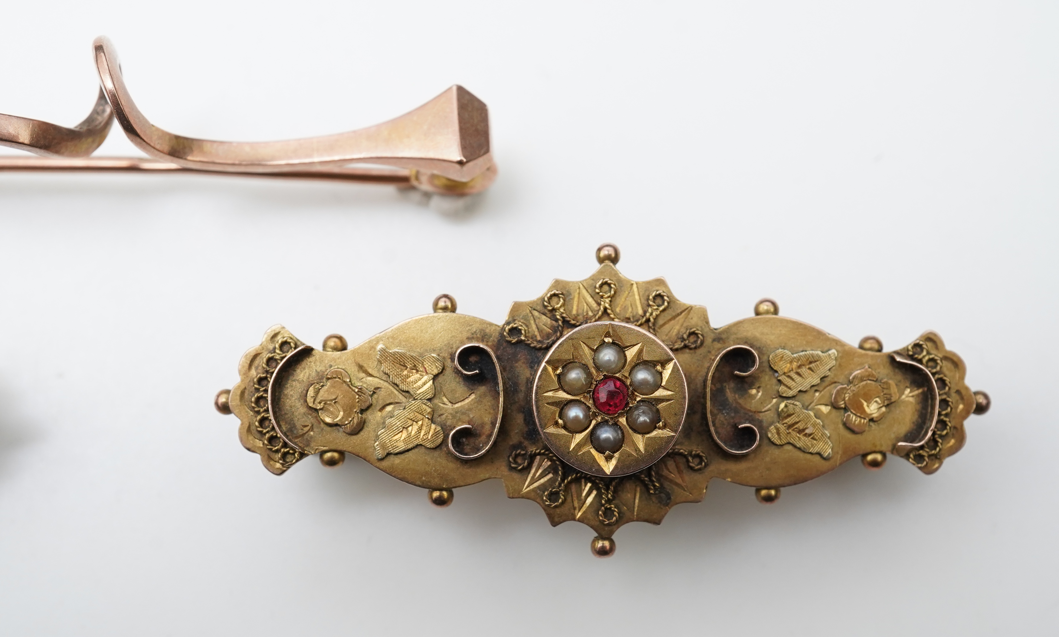 Three bar brooches, late 19th century